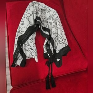 Armani Exchange huge black and white wrap / scarf with fringes